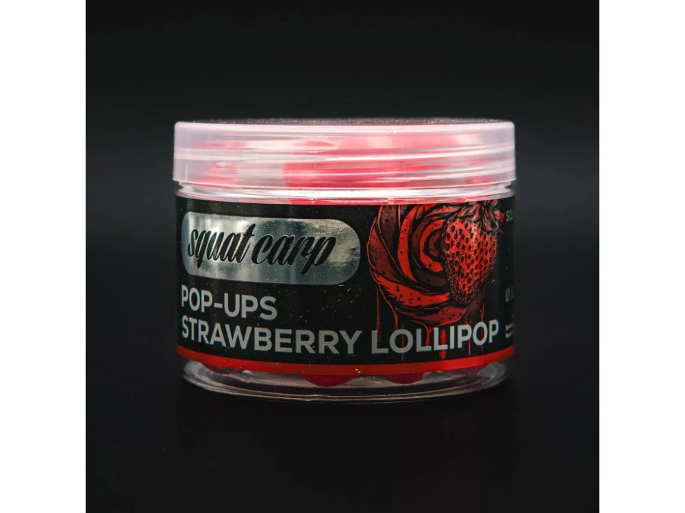 Squat Carp Pop-Up Strawberry Lollipop 16mm 60g