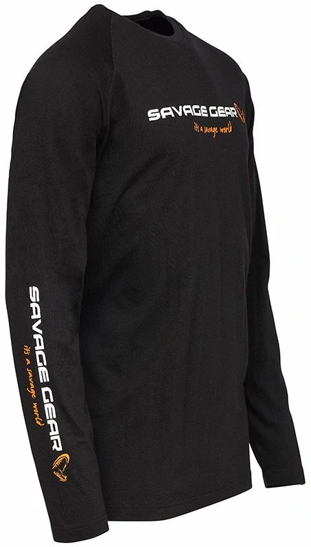 Savage Gear Triko Signature Logo Long Sleeve T Shirt Black Caviar