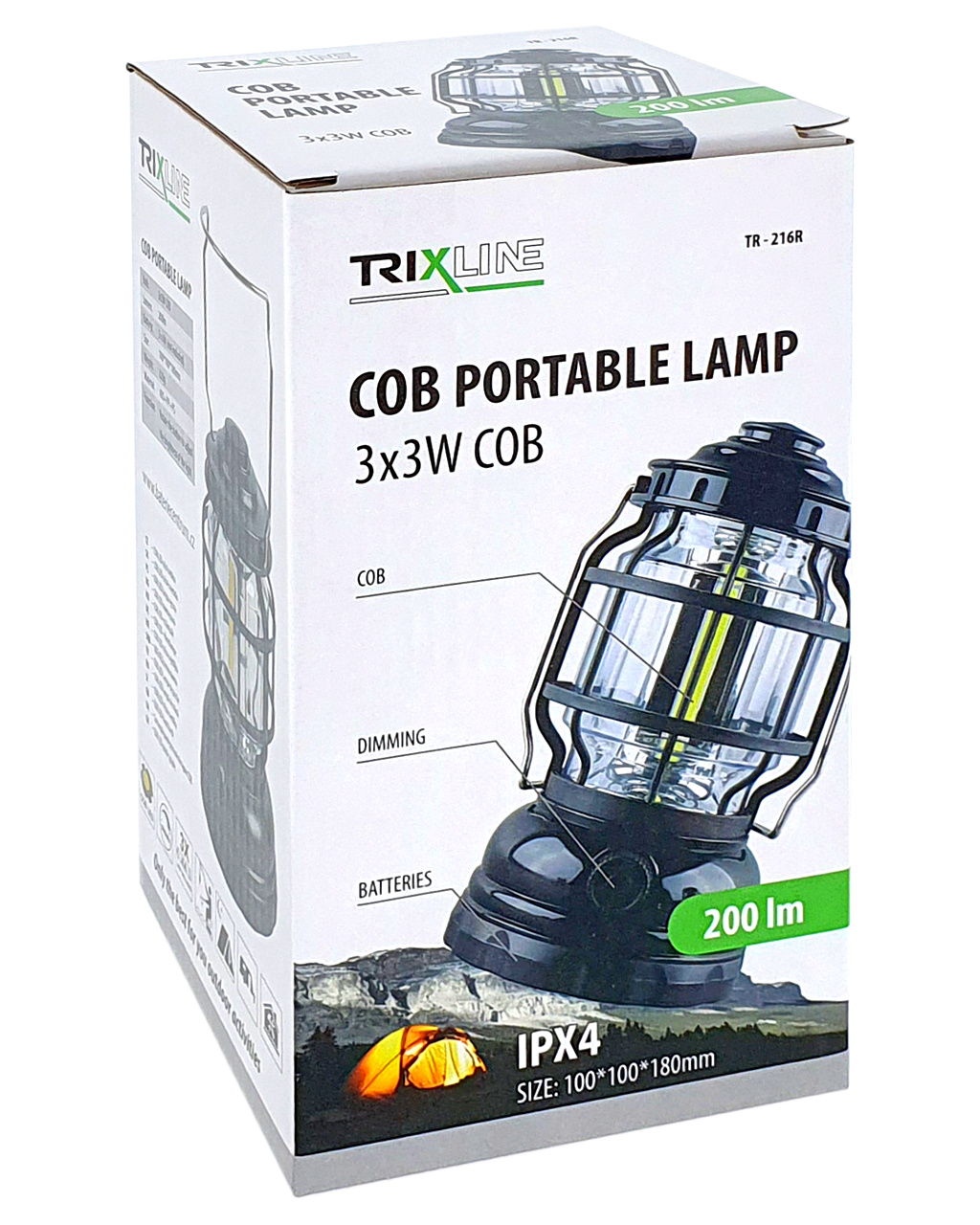 Trixline Outdoorová svítilna na baterie LED COB 3x3W