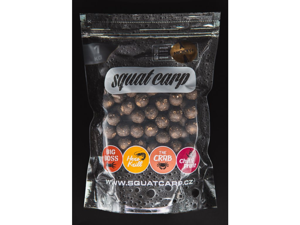 Squat Carp Hotové boilies Anchovy+ 1kg