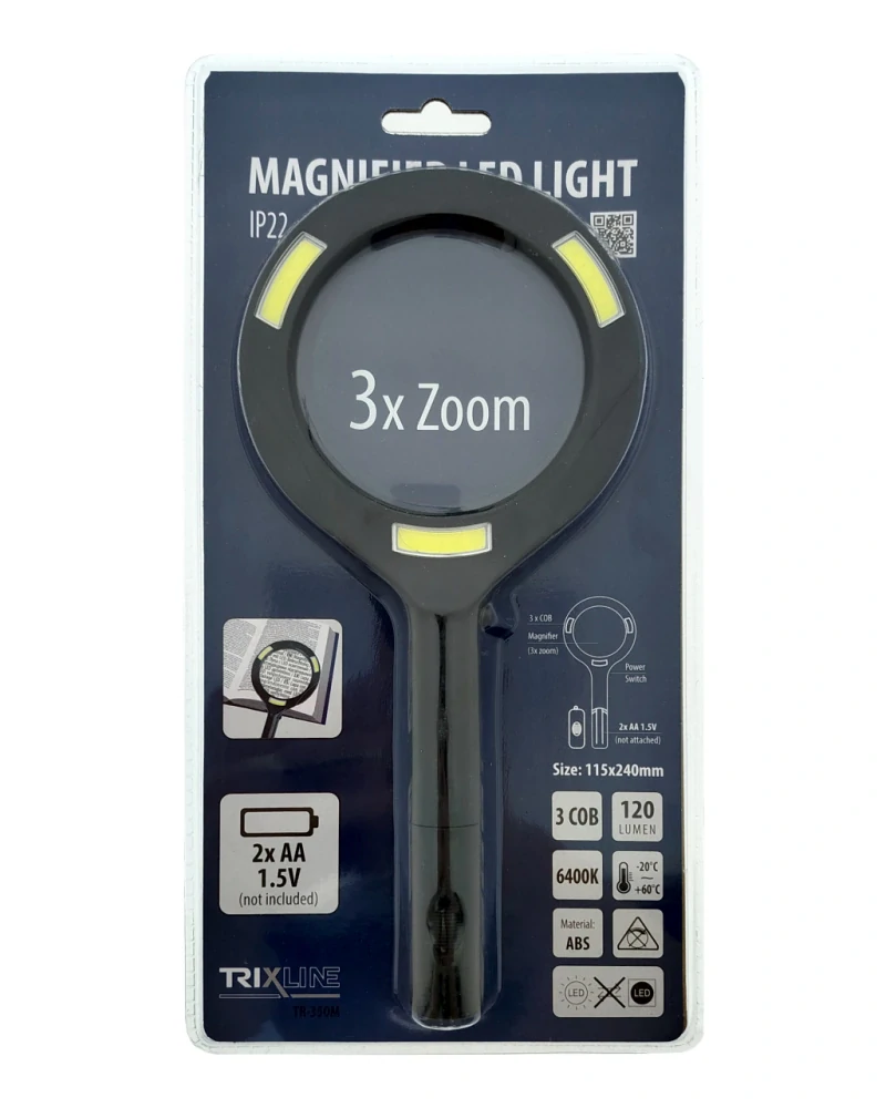 Trixline Lupa s LED osvětlením 3 COB 3x zoom TR-350M