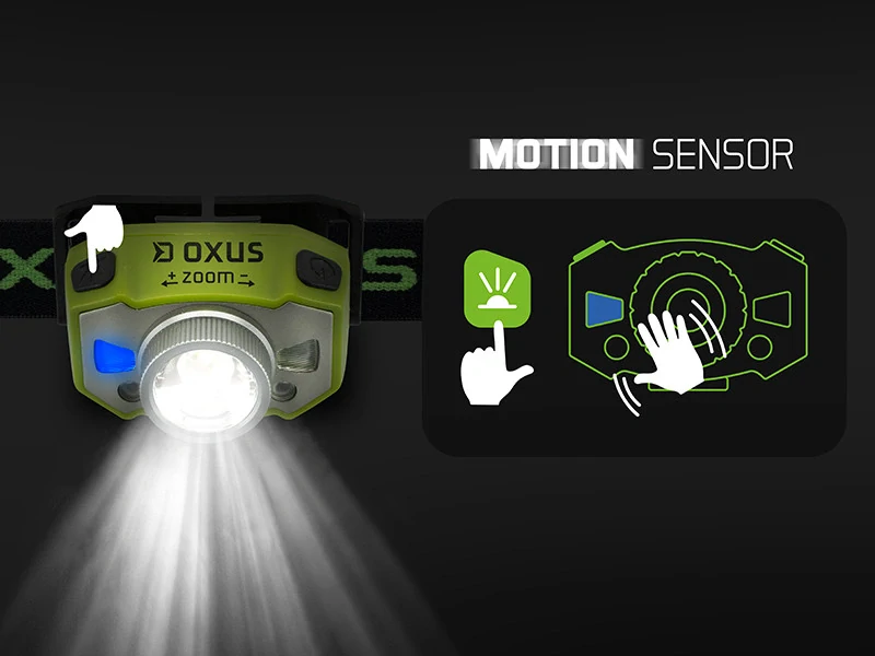 Delphin Čelová lampa OXUS Zoom 5W/1200mAh