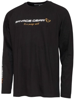 Savage Gear Triko Signature Logo Long Sleeve T Shirt Black Caviar